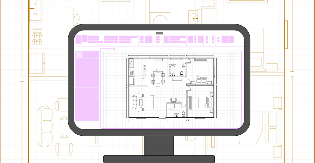 A computer screen displaying a colorful drawing of a house with a blue roof and green lawn.