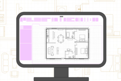 Ilustração de um monitor mostrando uma planta baixa