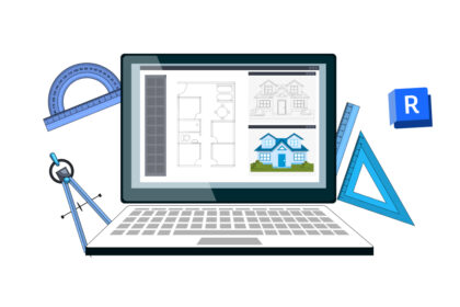 Ilustração de um notebook mostrando um template revit