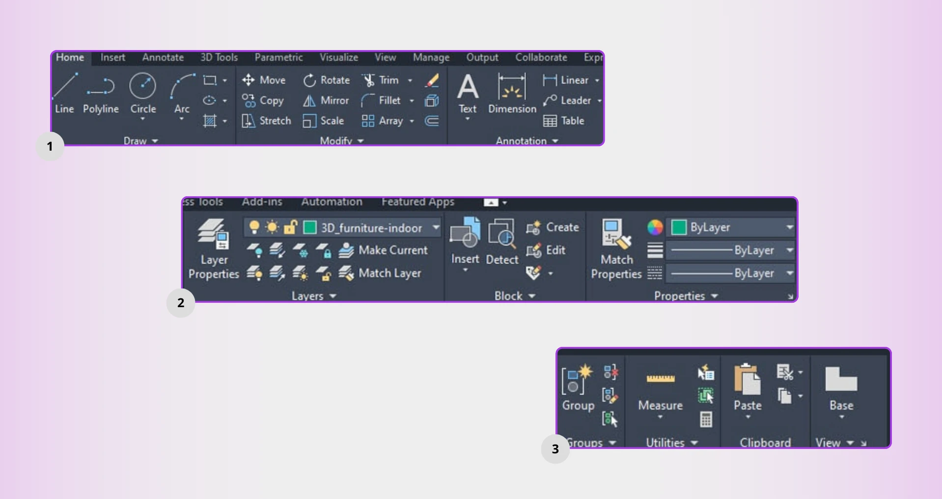 Interface do software de design 3D com diversas ferramentas como linhas, polígonos, camadas e propriedades, ideal para profissionais de arquitetura e design de interiores.
