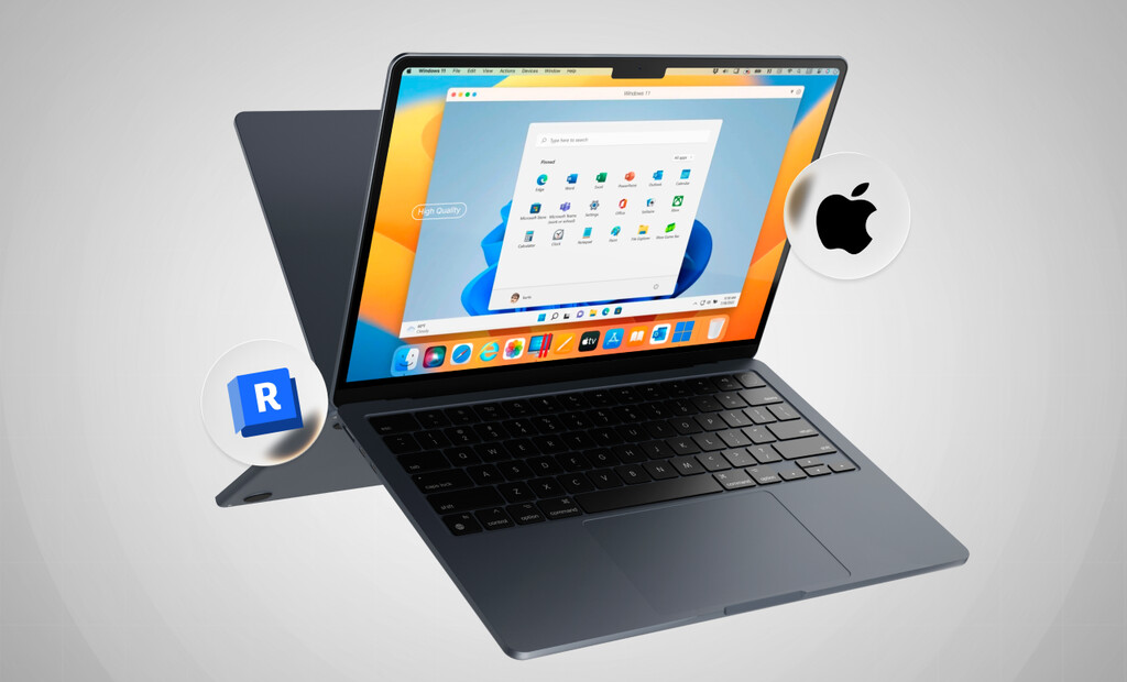 Macbook aberto mostrando o Revit