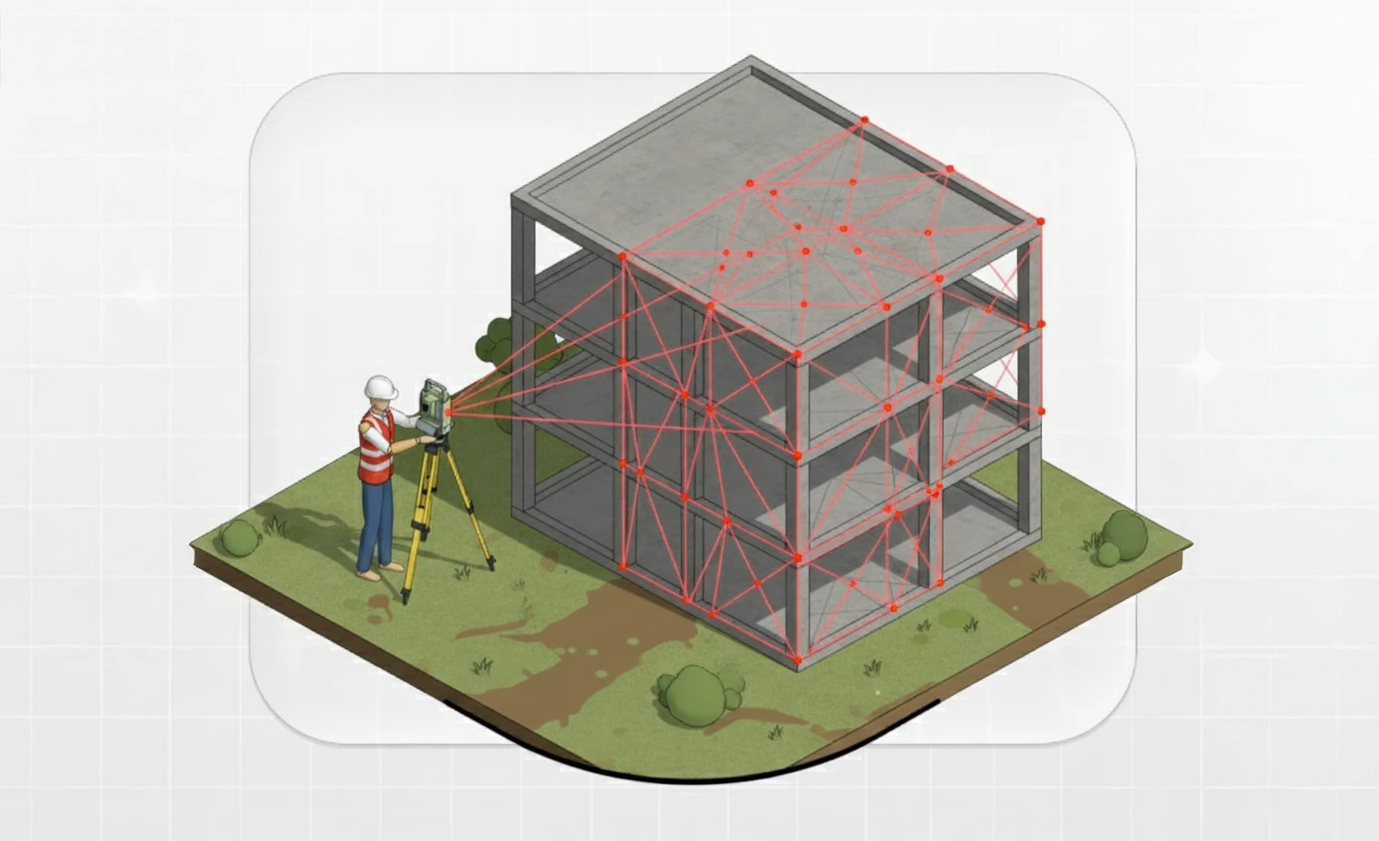 Processo de escaneamento com laser para geração de modelos BIM a partir de captura de dados 3D de uma construção usando tecnologia de scan to BIM para projetos de engenharia e arquitetura.