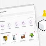 Imagem de uma interface de aplicativo de compras com a categoria 'Blocks premium' destaque, apresentando produtos de alta qualidade e design sofisticado, incluindo uma coroa dourada simbolizando exclusividade.