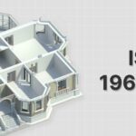 Imagem de um projeto arquitetônico de uma casa, destacando a importância da norma ISO 19650 na gestão de informações de projetos de construção.