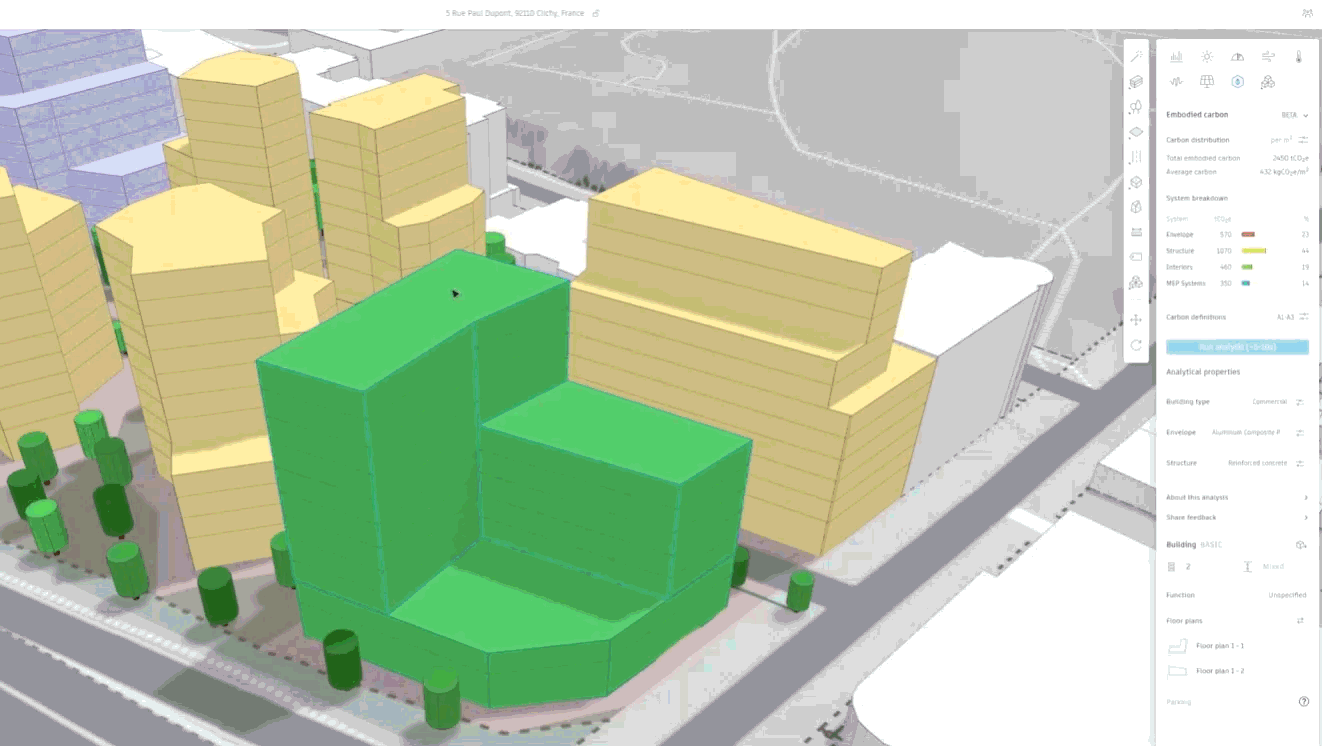GIF do Forma Carbon Insights integrado com o Revit 2027