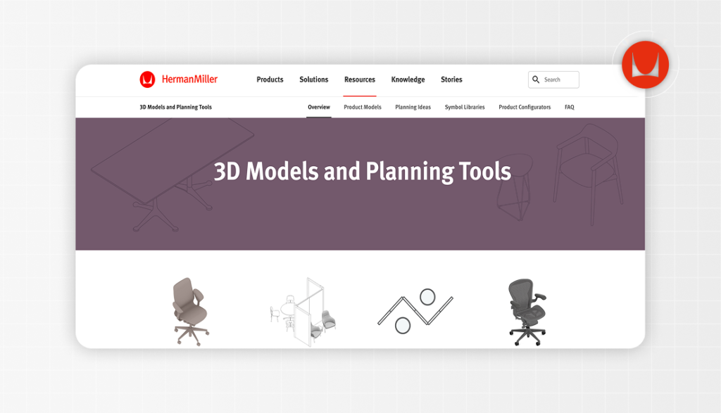 Melhores sites para baixar família revit grátis: Herman Miller