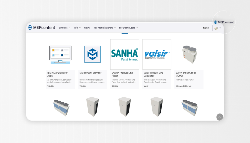 Melhores sites para baixar família revit grátis: MEP Content