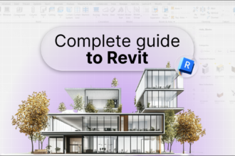 Comprehensive guide cover for Revit, featuring architectural designs and tools for building information modeling.